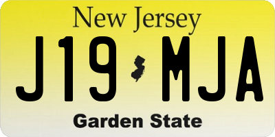 NJ license plate J19MJA