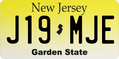 NJ license plate J19MJE