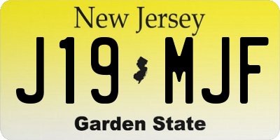 NJ license plate J19MJF