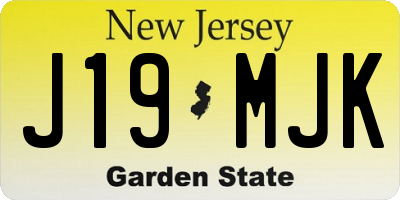 NJ license plate J19MJK