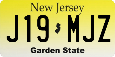 NJ license plate J19MJZ