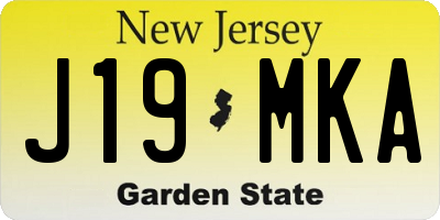 NJ license plate J19MKA