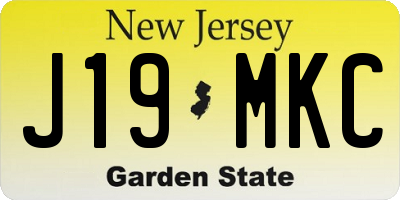 NJ license plate J19MKC