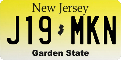 NJ license plate J19MKN