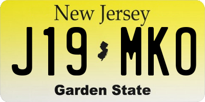 NJ license plate J19MKO