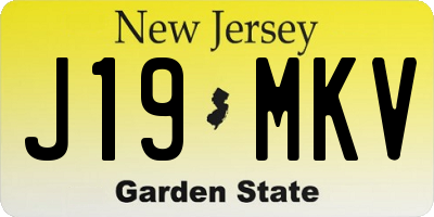NJ license plate J19MKV
