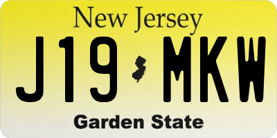 NJ license plate J19MKW