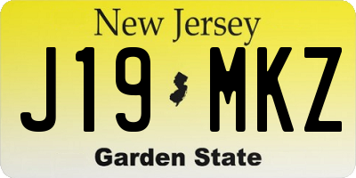 NJ license plate J19MKZ