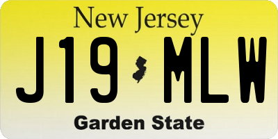 NJ license plate J19MLW