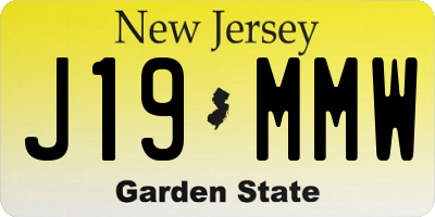 NJ license plate J19MMW