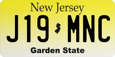 NJ license plate J19MNC