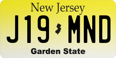 NJ license plate J19MND