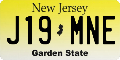 NJ license plate J19MNE