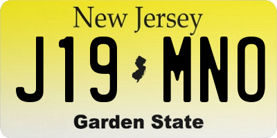 NJ license plate J19MNO