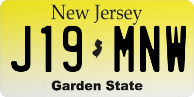 NJ license plate J19MNW