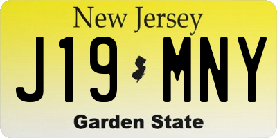 NJ license plate J19MNY
