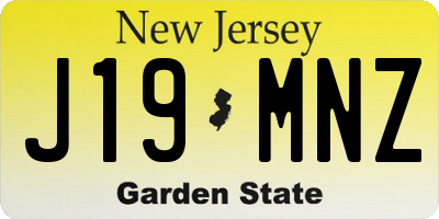 NJ license plate J19MNZ
