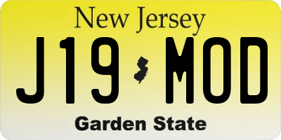 NJ license plate J19MOD