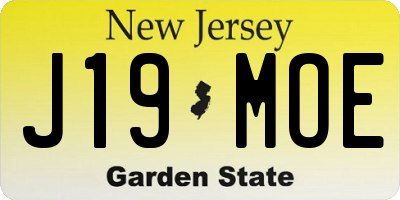 NJ license plate J19MOE