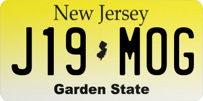 NJ license plate J19MOG