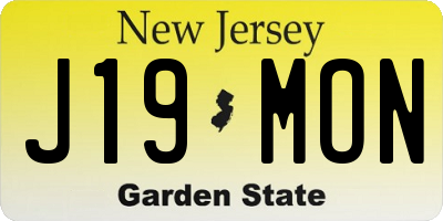 NJ license plate J19MON