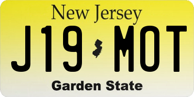 NJ license plate J19MOT