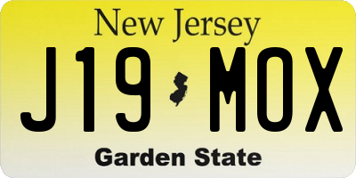 NJ license plate J19MOX