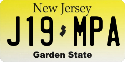 NJ license plate J19MPA