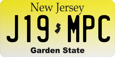 NJ license plate J19MPC
