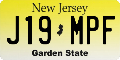 NJ license plate J19MPF