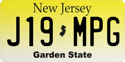 NJ license plate J19MPG
