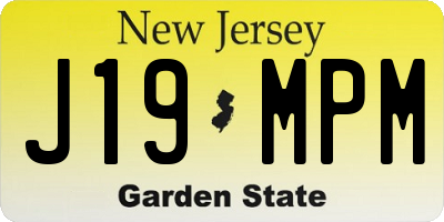 NJ license plate J19MPM