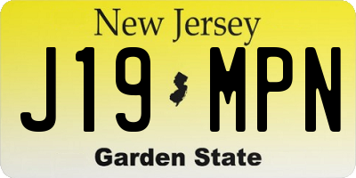 NJ license plate J19MPN