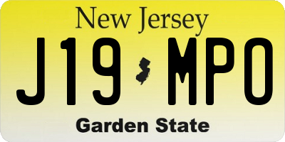 NJ license plate J19MPO