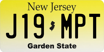 NJ license plate J19MPT