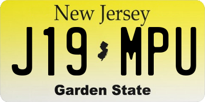 NJ license plate J19MPU
