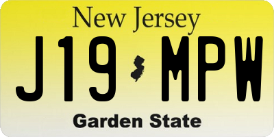NJ license plate J19MPW