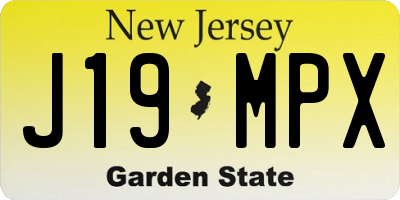 NJ license plate J19MPX