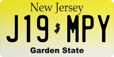 NJ license plate J19MPY