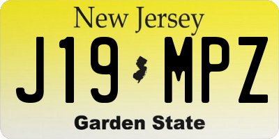 NJ license plate J19MPZ