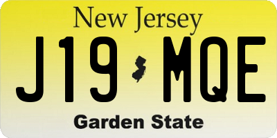 NJ license plate J19MQE