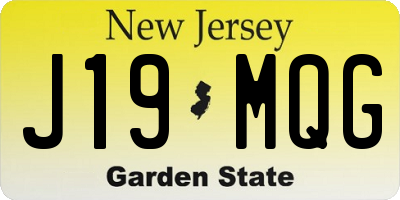 NJ license plate J19MQG
