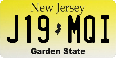 NJ license plate J19MQI