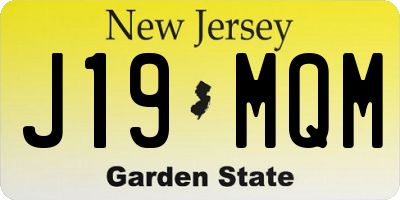 NJ license plate J19MQM