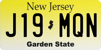 NJ license plate J19MQN