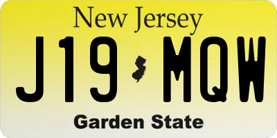 NJ license plate J19MQW