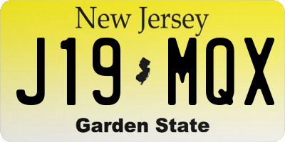 NJ license plate J19MQX