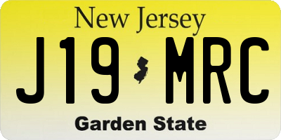 NJ license plate J19MRC