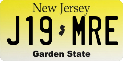 NJ license plate J19MRE