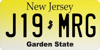 NJ license plate J19MRG